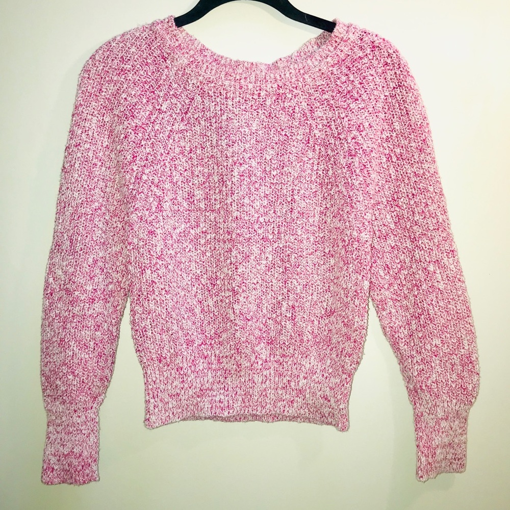 |Free People| Knitted Pink White Marled Sweater